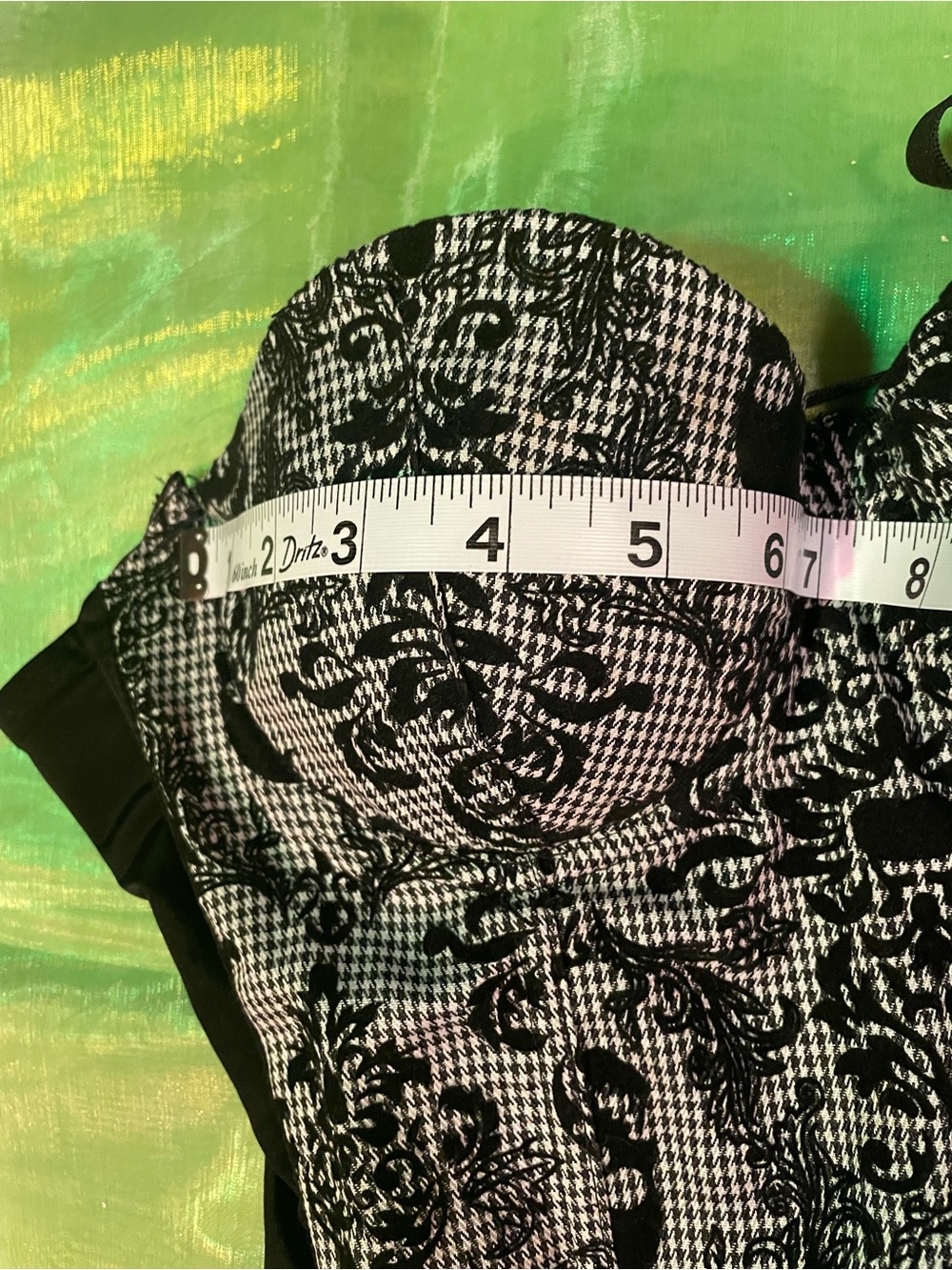 Black and White skull and damask Patterned Bustier Top - Picture 7 of 10